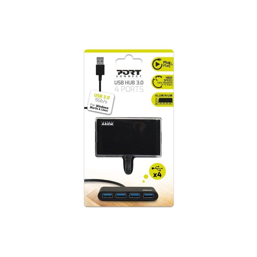 Port Designs 900121 interface hub USB 3.2 Gen 1 (3.1 Gen 1) Type-A 5000 Mbit/s Zwart 