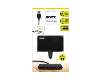 Port Designs 900121 interface hub USB 3.2 Gen 1 (3.1 Gen 1) Type-A 5000 Mbit/s Zwart 
