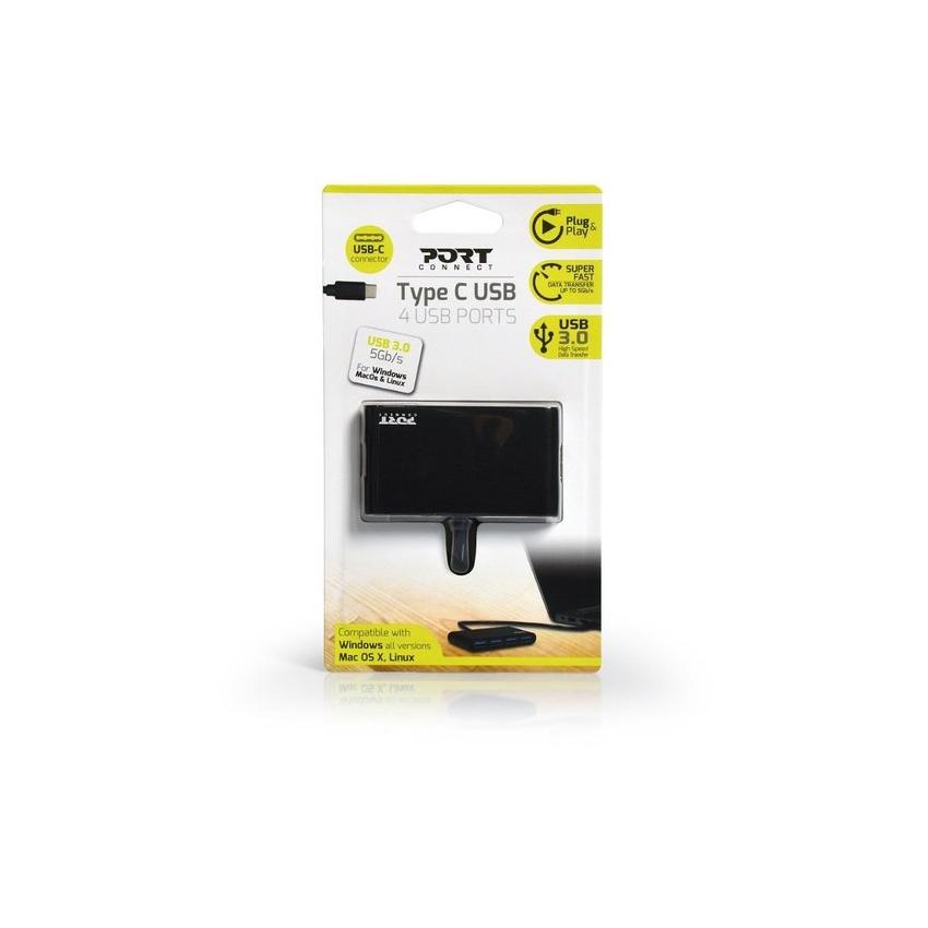 Port Designs 900123 interface hub USB 3.2 Gen 1 (3.1 Gen 1) Type-C 5000 Mbit/s Zwart 
