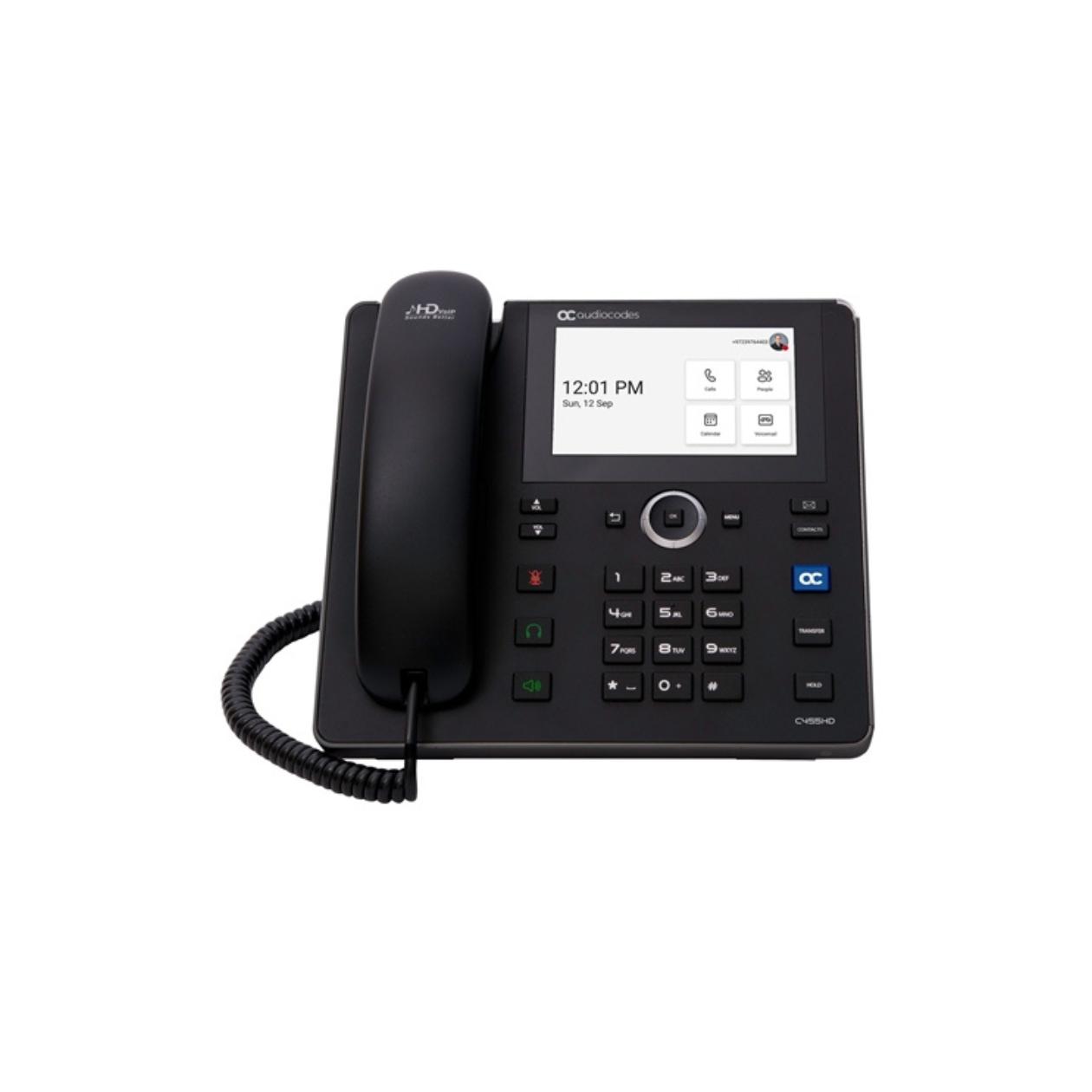 AudioCodes Teams C455HD IP Phone PoE GbE with external power supply black