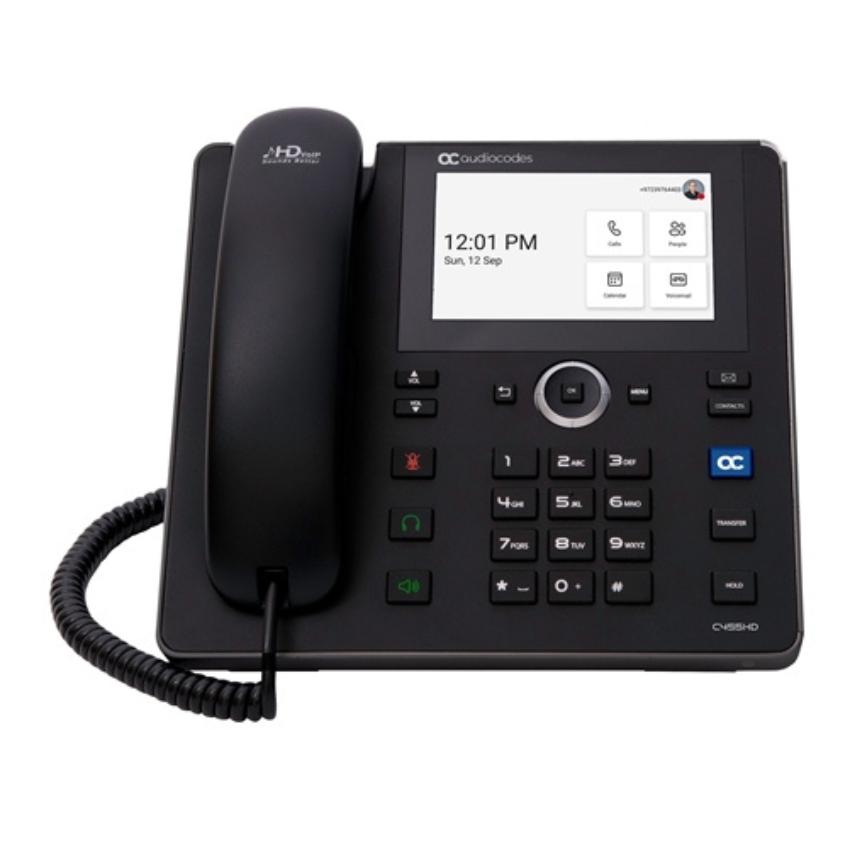 AudioCodes Teams C455HD IP-telefoon PoE GbE met een externe voeding zwart
