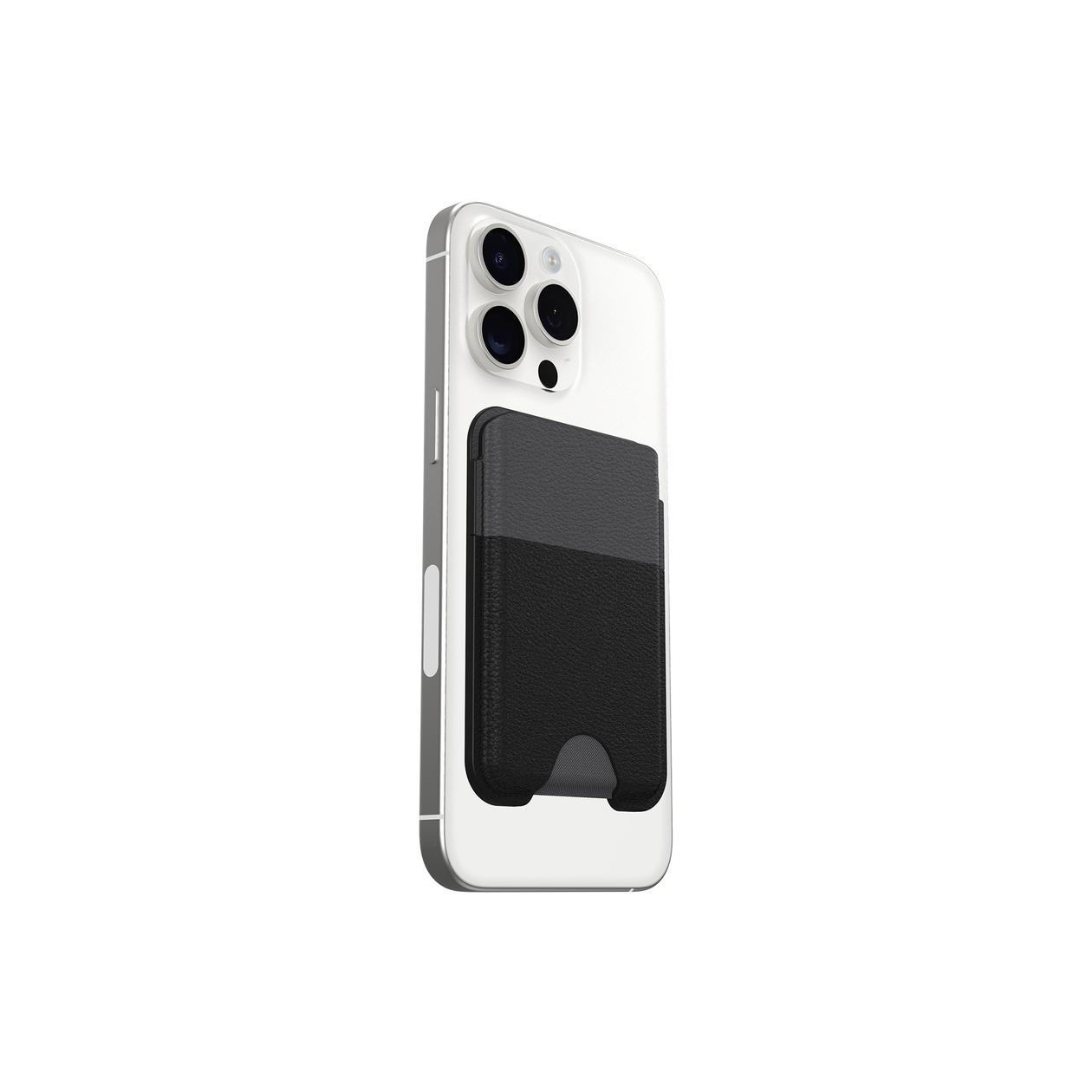 OtterBox Symmetry Series - Wallet for credit card - MagSafe compatibility - cactus leather, polyurethane - noir ash (black)