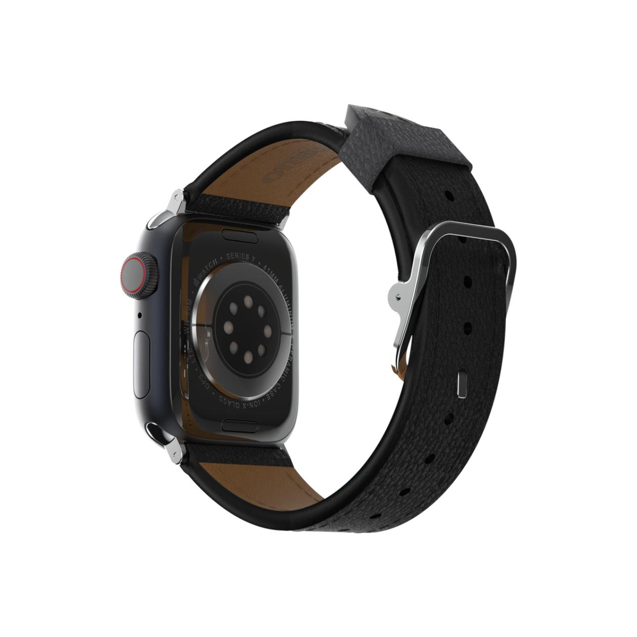 OtterBox Symmetry - Band for smart watch - 45/44/42mm, cactus leather - noir ash