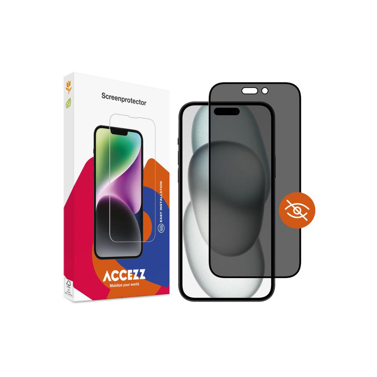 Accezz Gehard Glas Privacy Screenprotector voor de Apple iPhone 14 Pro / 15 / 16 