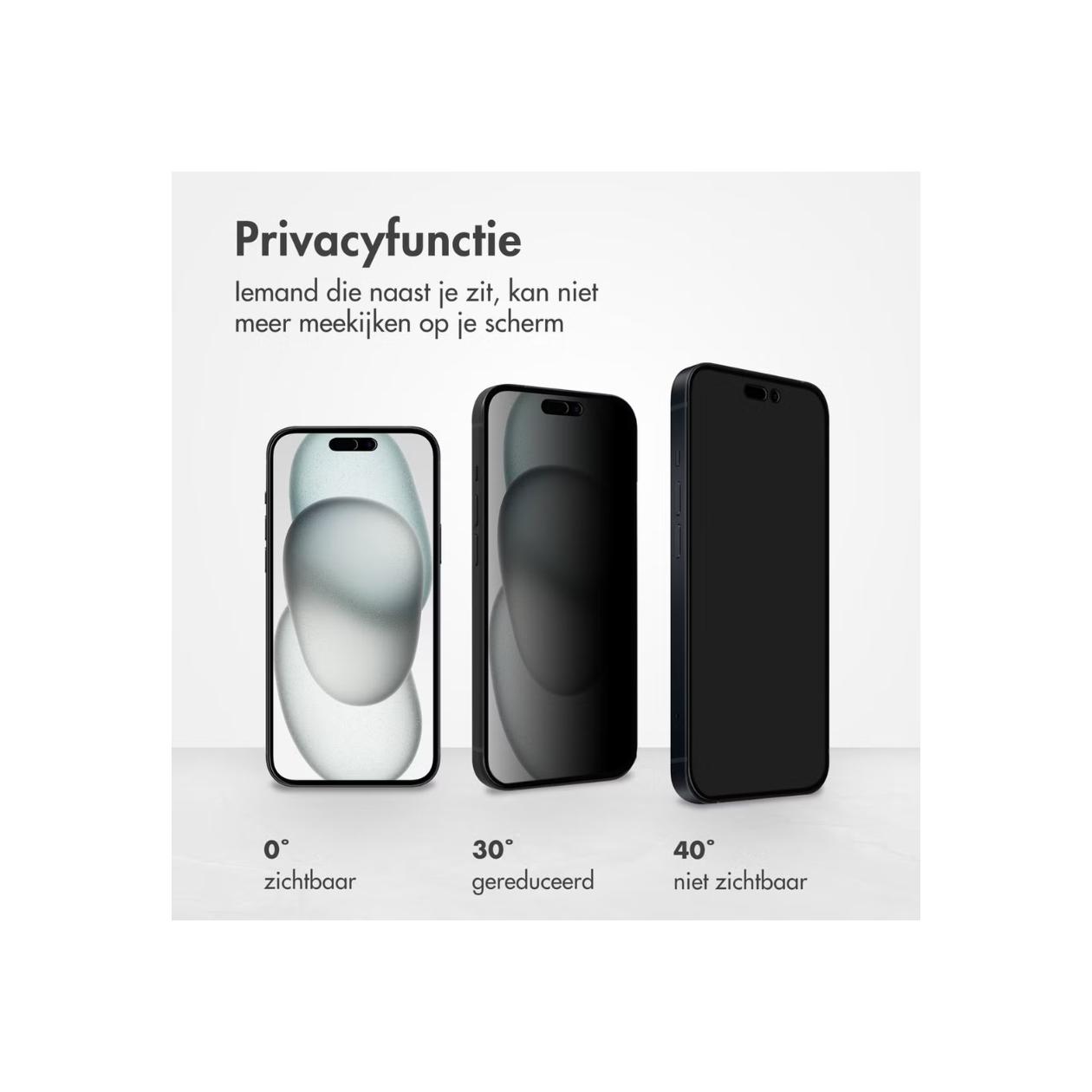 Accezz Gehard Glas Privacy Screenprotector voor de Apple iPhone 14 Pro / 15 / 16 