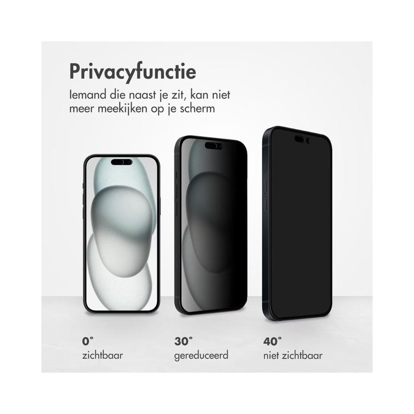 Accezz Gehard Glas Privacy Screenprotector voor de Apple iPhone 14 Pro / 15 / 16 