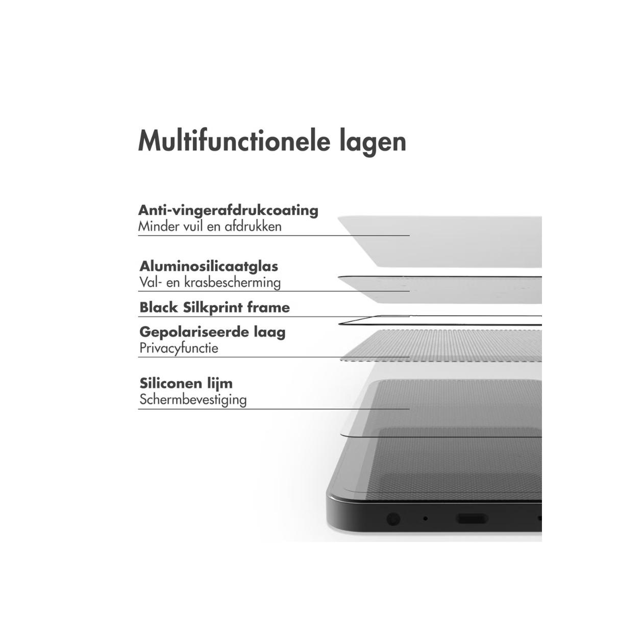 Accezz Gehard Glas Privacy Screenprotector voor de Apple iPhone 14 Pro / 15 / 16 