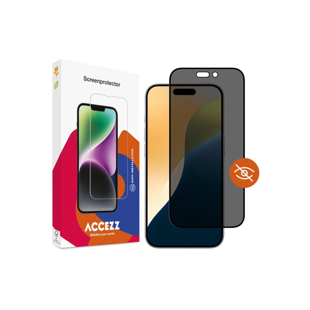 Accezz Tempered Glass Privacy Screen Protector for the Apple iPhone 17 / 17 Pro / 16 Pro