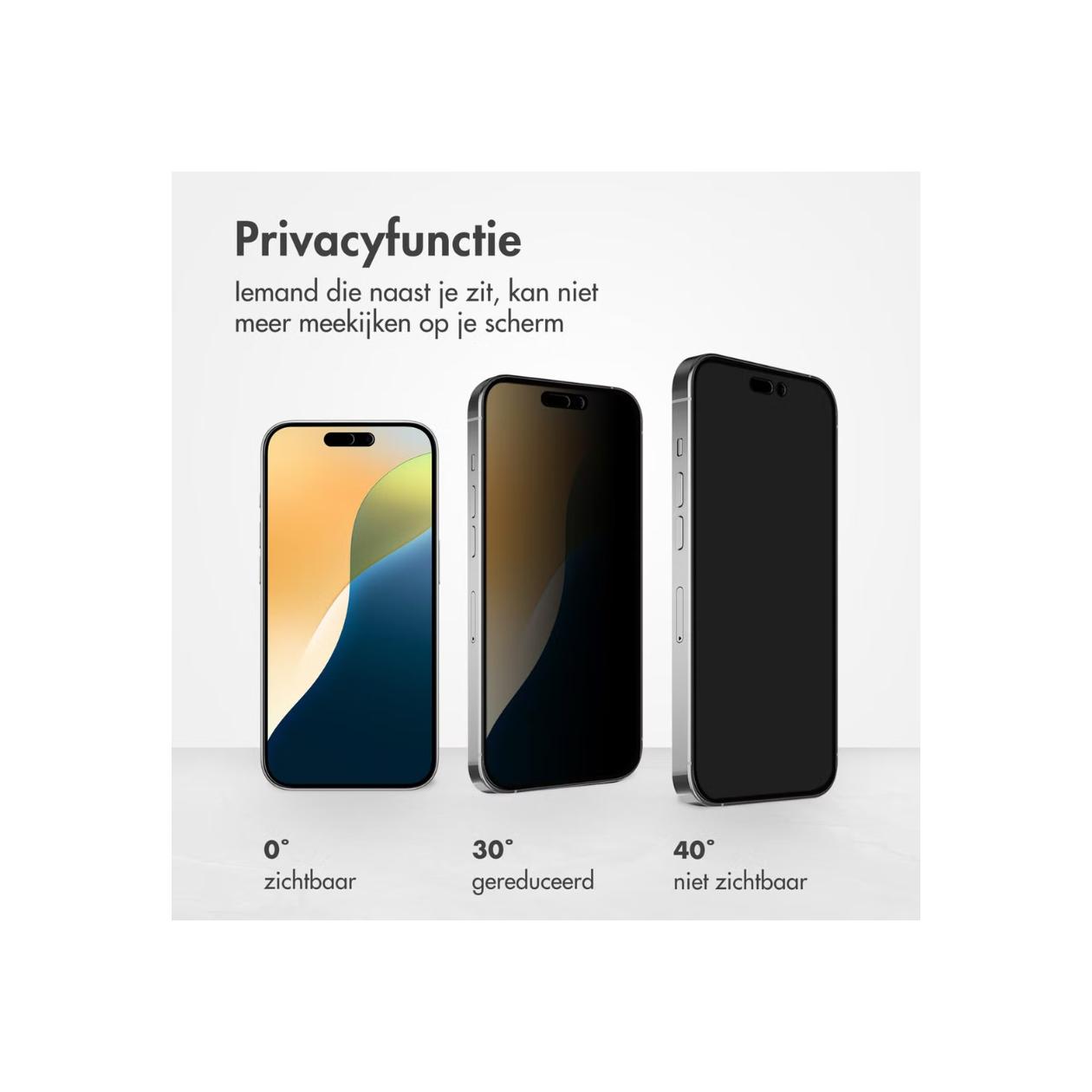Accezz Tempered Glass Privacy Screen Protector for the Apple iPhone 17 / 17 Pro / 16 Pro