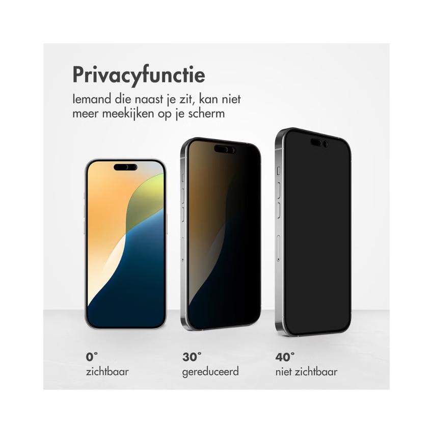 Accezz Tempered Glass Privacy Screen Protector for the Apple iPhone 17 / 17 Pro / 16 Pro