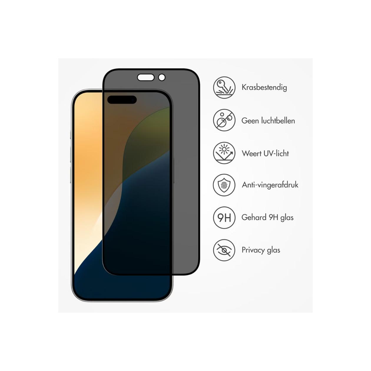 Accezz Tempered Glass Privacy Screen Protector for the Apple iPhone 17 / 17 Pro / 16 Pro