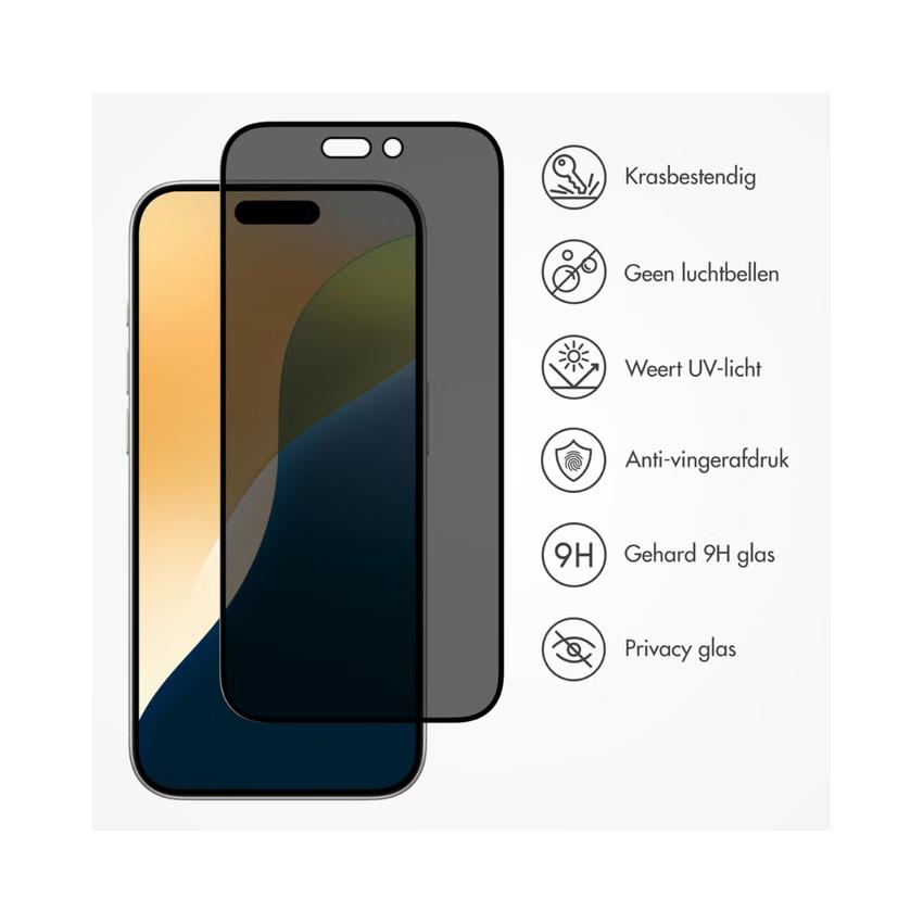 Accezz Tempered Glass Privacy Screen Protector for the Apple iPhone 17 / 17 Pro / 16 Pro