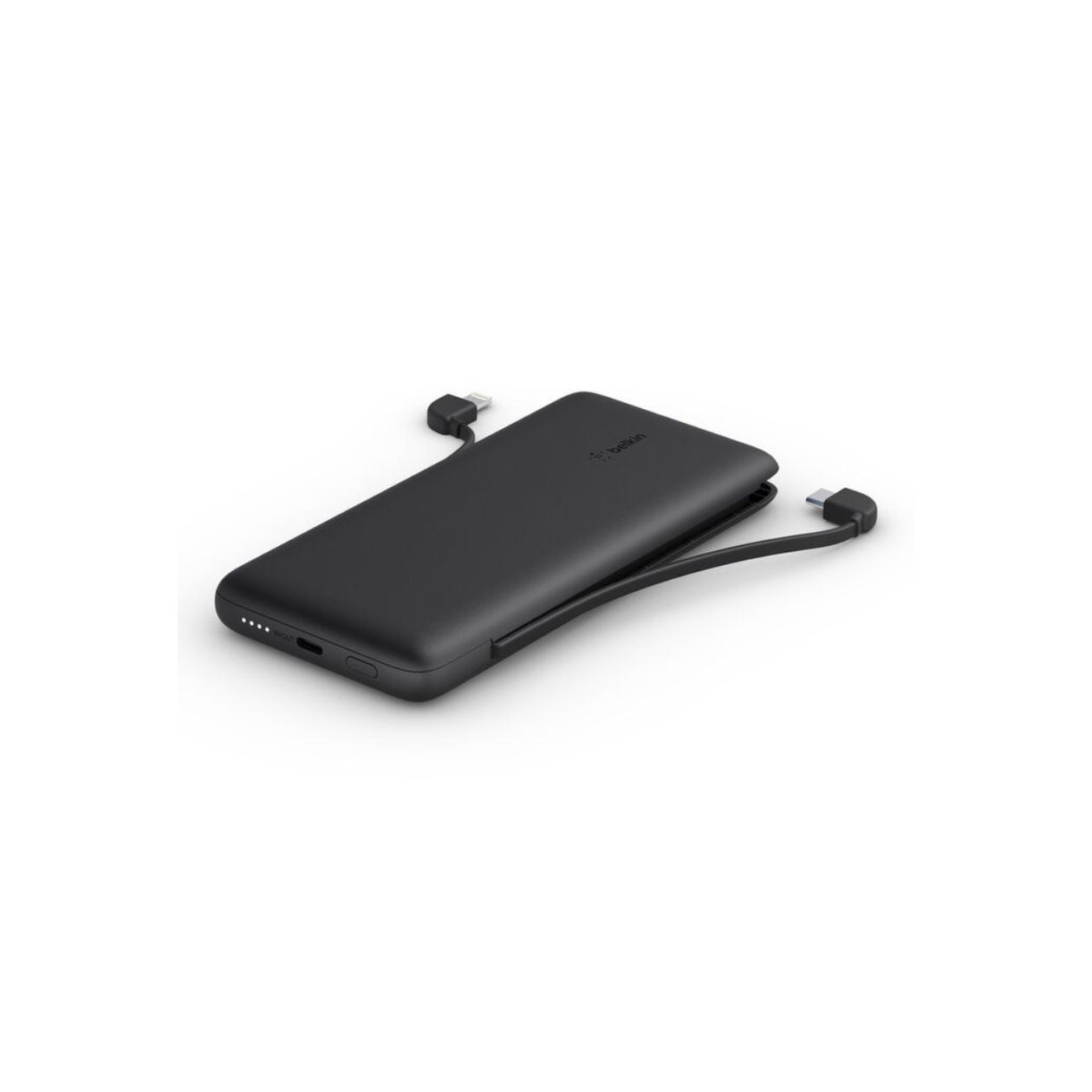 Belkin BoostCharge Plus - Power bank - 10000 mAh - 23 Watt - Fast Charge, PD - 2 output connectors (Lightning, 24 pin USB-C) - black