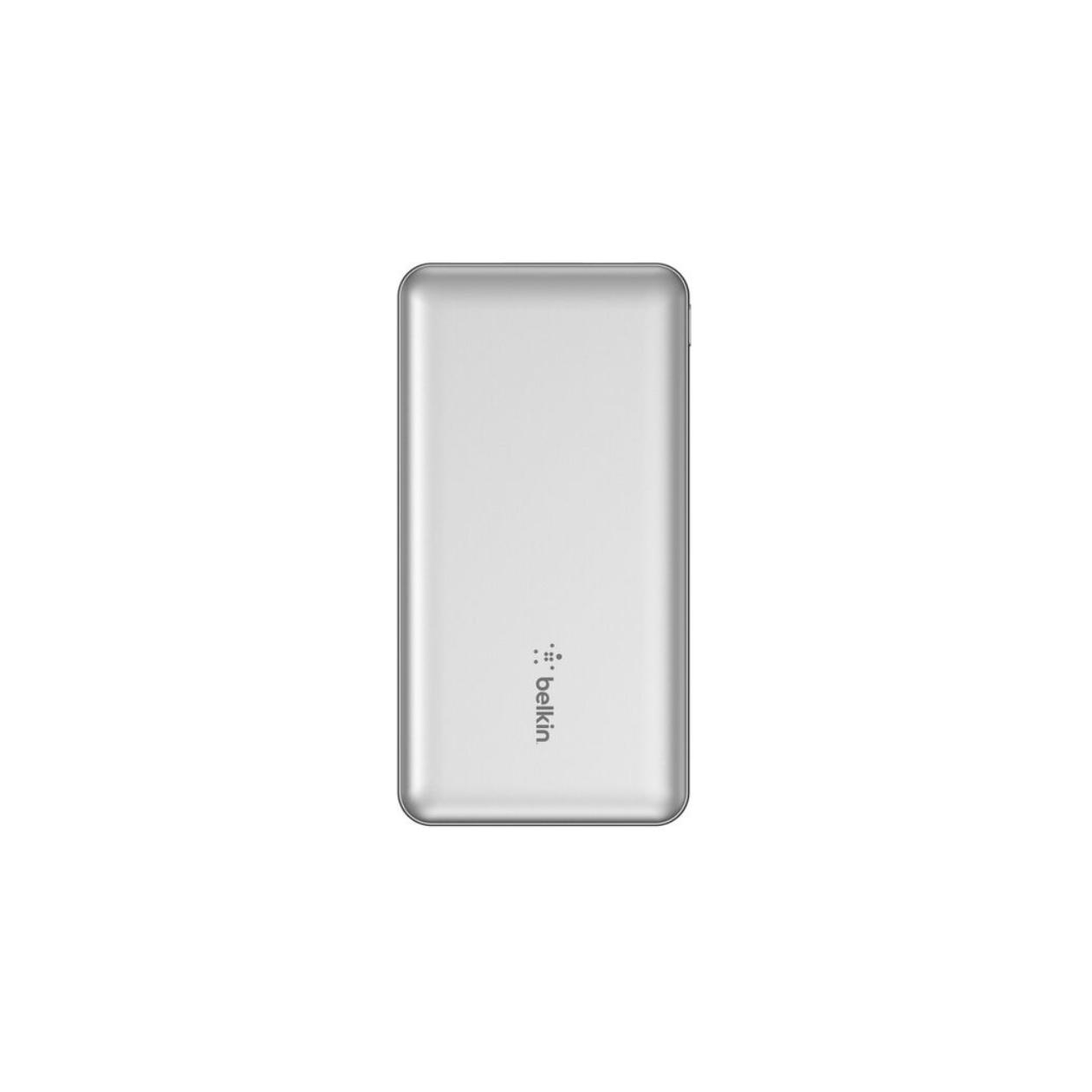 Belkin BoostCharge - Power bank - 20000 mAh - 15 Watt - 3 A - 3 output connectors (2 x USB, 24 pin USB-C) - on cable: USB-C - space grey