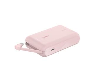 10k PD20w Integrated USB-C Cable Power Bank, Pink