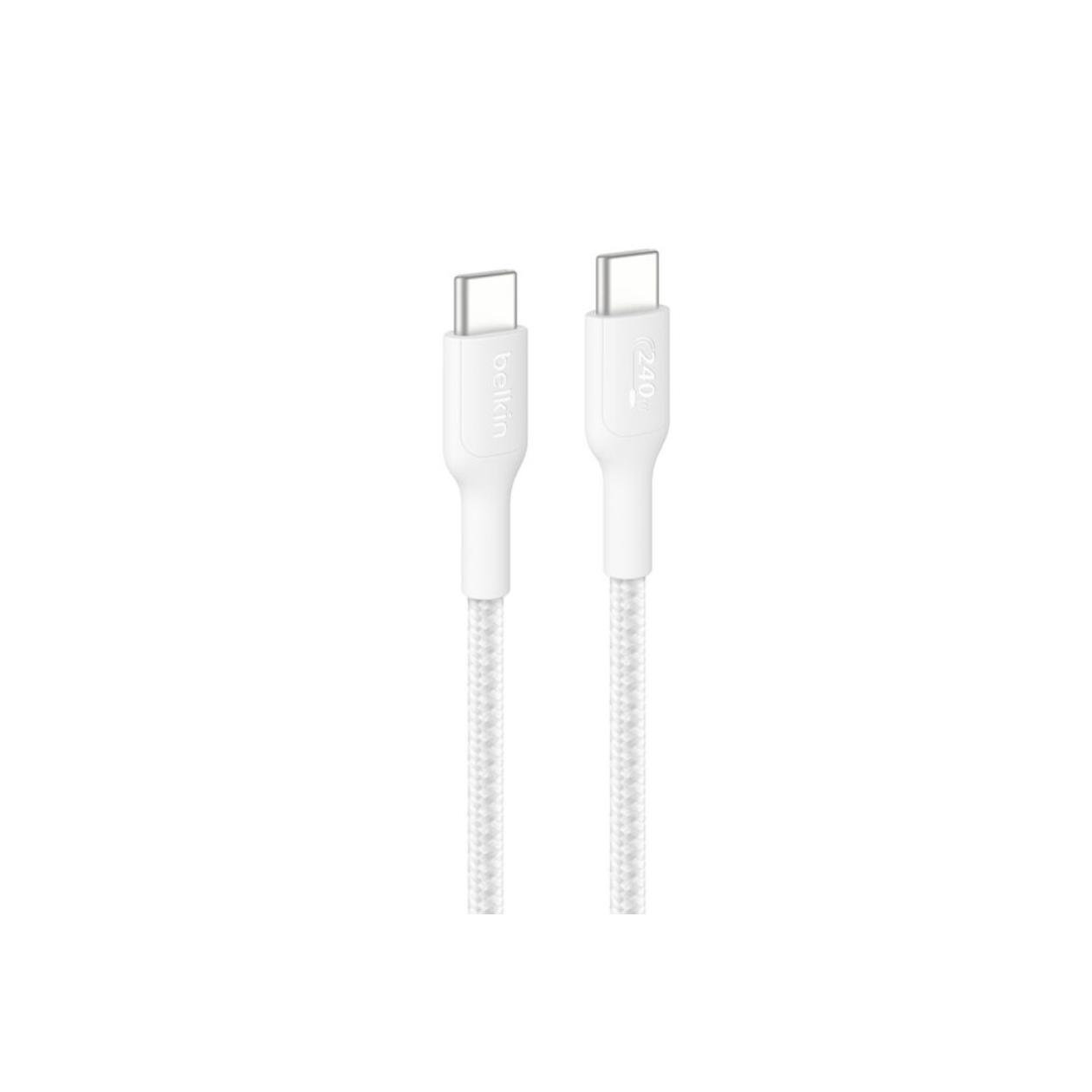 USB-C TO USB-C 240W 2.0, BRAIDED PCR, 2M, WHITE
