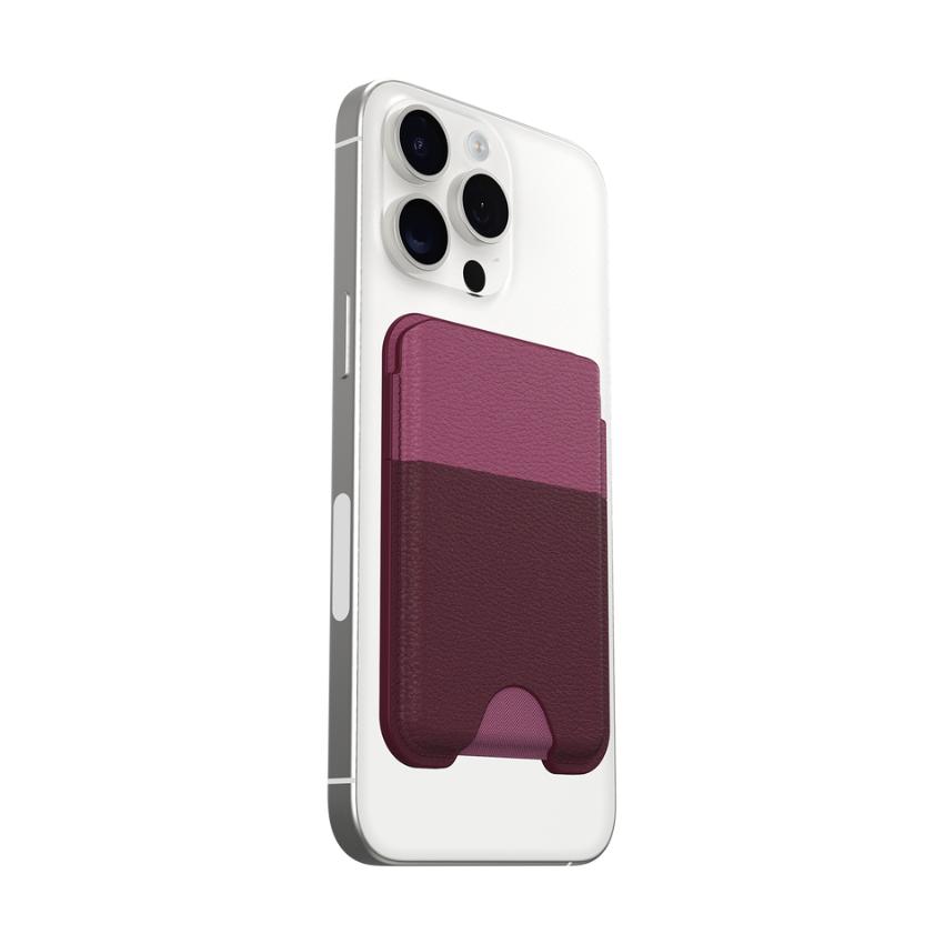 OtterBox Symmetry Series - Wallet for credit card - MagSafe compatibility - cactus leather, polyurethane - foxberry (pink)