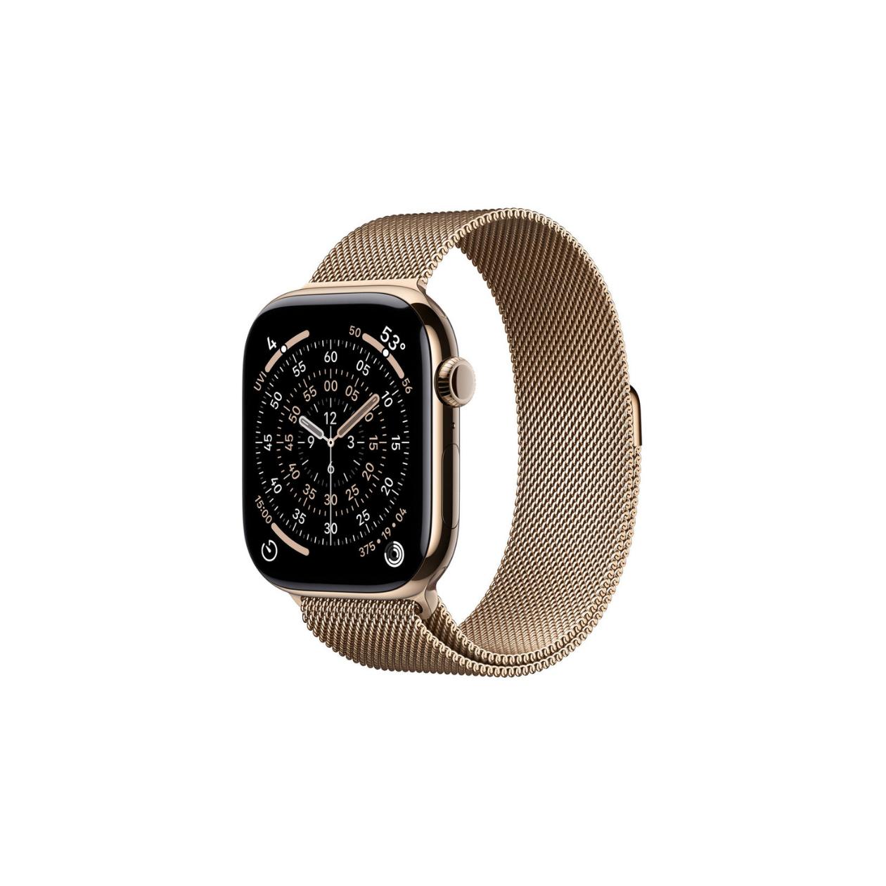 Apple Watch Series 11 GPS + Cellular 46mm Gold Titanium Case with Gold Milanese Loop - S/M