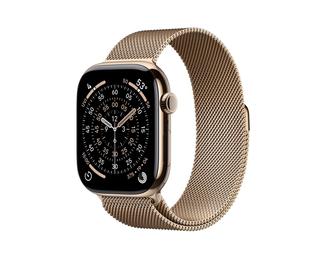 Apple Watch Series 11 GPS + Cellular 46mm Gold Titanium Case with Gold Milanese Loop - S/M