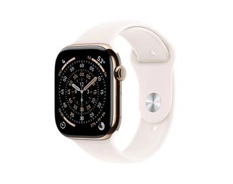 Apple Watch Series 11 GPS + Cellular 46mm Gold Titanium Case with Light Blush Sport Band - S/M