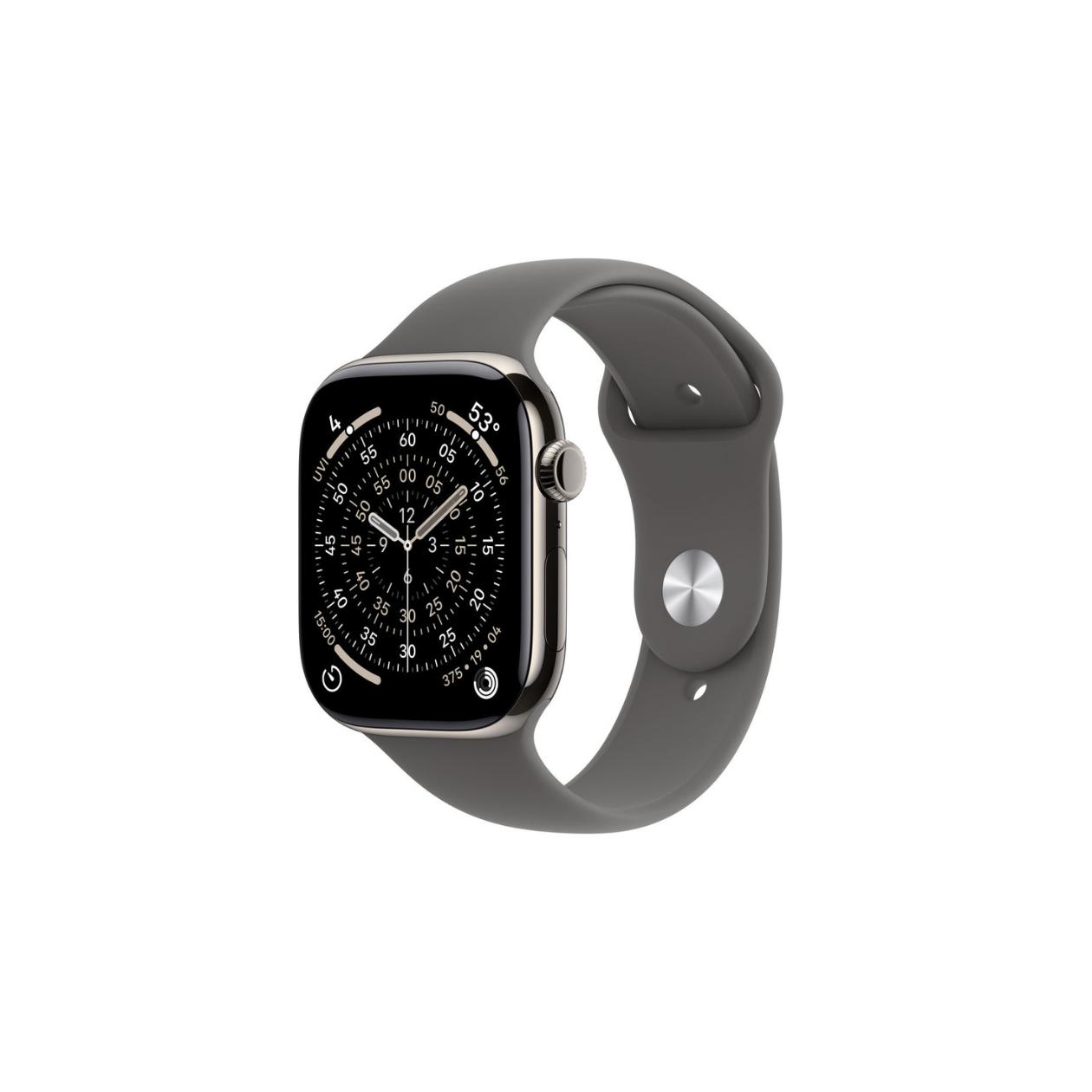 Apple Watch Series 11 GPS + Cellular 46mm Natural Titanium Case with Stone Grey Sport Band - M/L