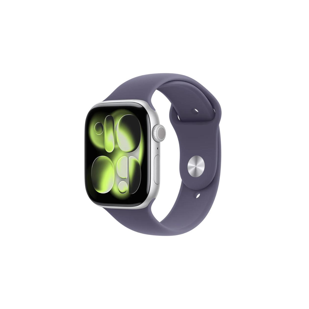 Apple Watch Series 11 GPS 46mm Silver Aluminium Case with Purple Fog Sport Band - M/L