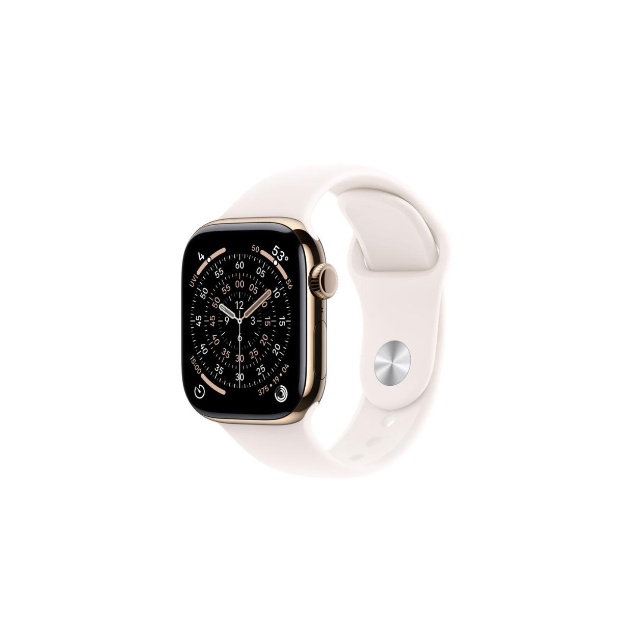 Apple Watch Series 11 GPS + Cellular 42mm Gold Titanium Case with Light Blush Sport Band - M/L