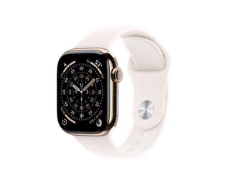 Apple Watch Series 11 GPS + Cellular 42mm Gold Titanium Case with Light Blush Sport Band - M/L