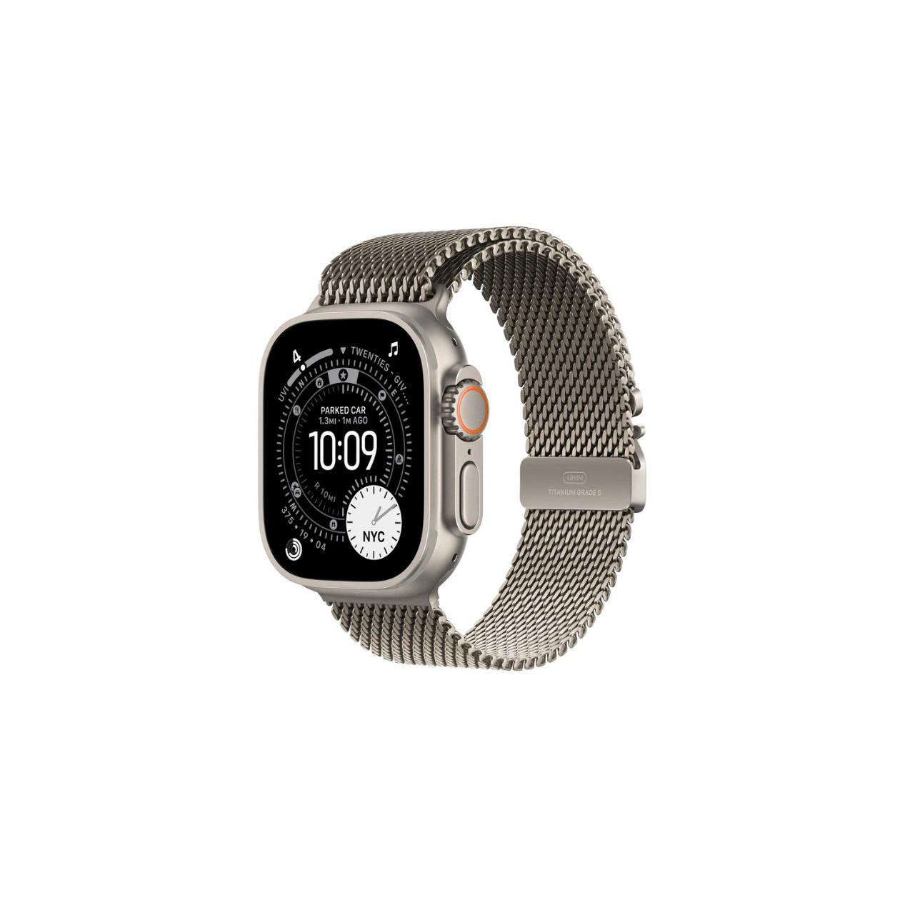 Apple Watch Ultra 3 GPS + Cellular 49mm Natural Titanium Case with Natural Titanium Milanese Loop - Medium