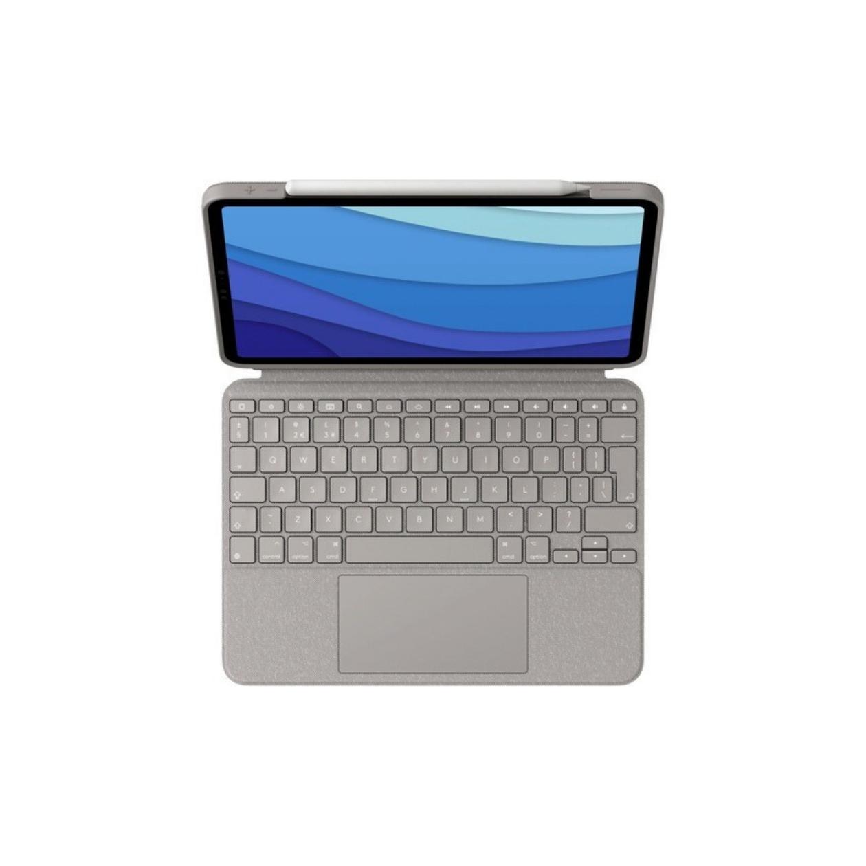 Logitech Combo Touch - Keyboard and folio case - with trackpad - backlit - Apple Smart connector - QWERTY - UK - sand - for Apple 11-inch iPad Pro (1st generation, 2nd generation, 3rd generation)