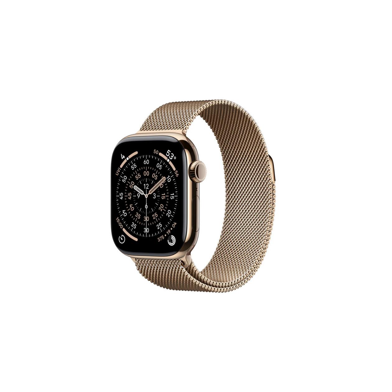 Apple Watch Series 11 GPS + Cellular 42mm Gold Titanium Case with Gold Milanese Loop