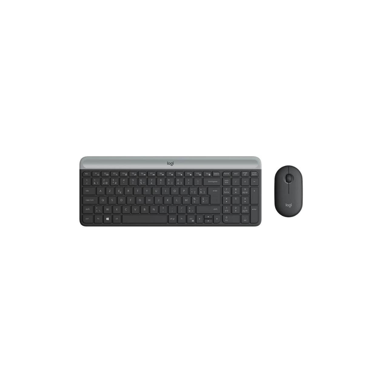 Logitech Slim Wireless Combo MK470 - Keyboard and mouse set- wireless - 2.4 GHz - Azerty BE - graphite