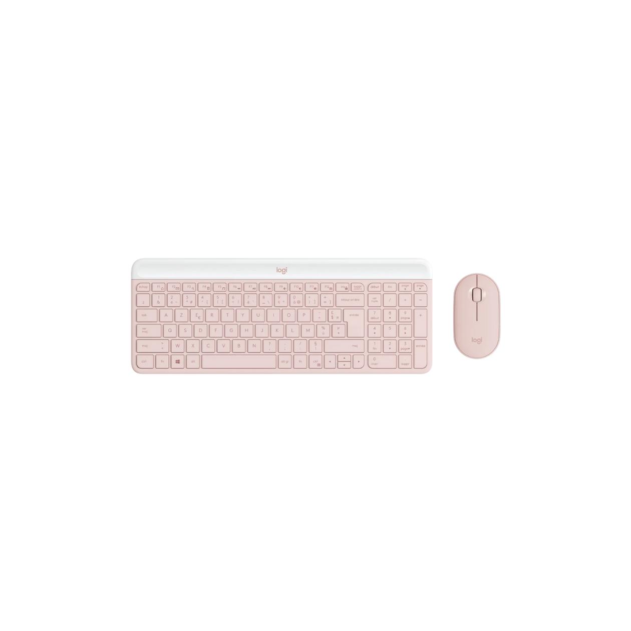Logitech Slim Wireless Combo MK470 - Keyboard and mouse set - wireless - 2.4 GHz - AZERTY - French - rose