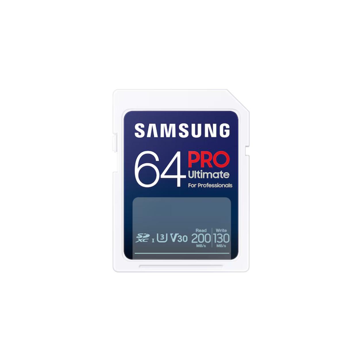 Samsung PRO Ultimate MB-SY64SB - Flash memory card - 64 GB - Video Class V30 / UHS-I U3 - SDXC UHS-I - white