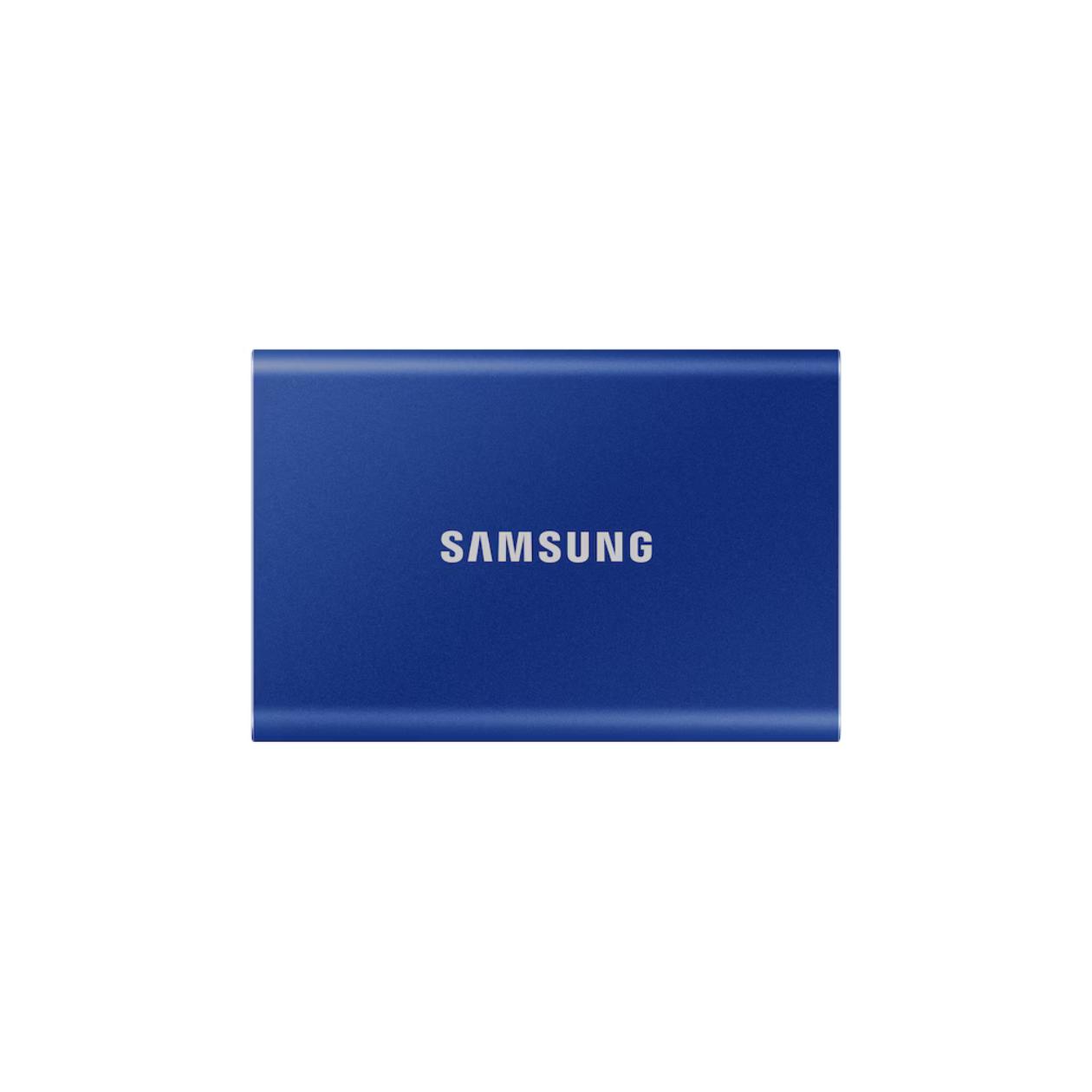 Samsung T7 MU-PC1T0H - Solid state drive - encrypted - 1 TB - external (portable) - USB 3.2 Gen 2 (USB-C connector) - 256-bit AES - indigo blue