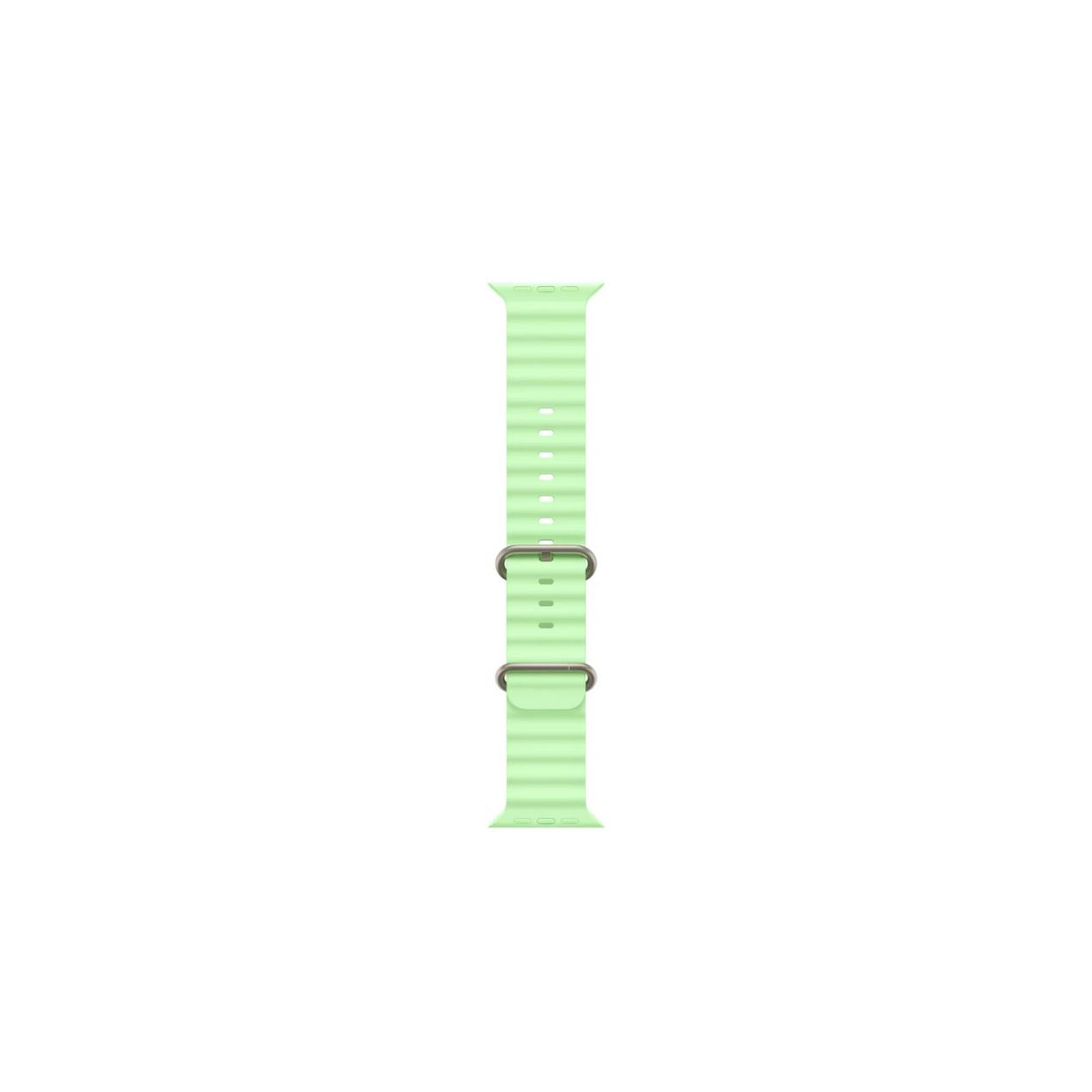 49mm Neon Green OceanBand - Natural Titanium Finish