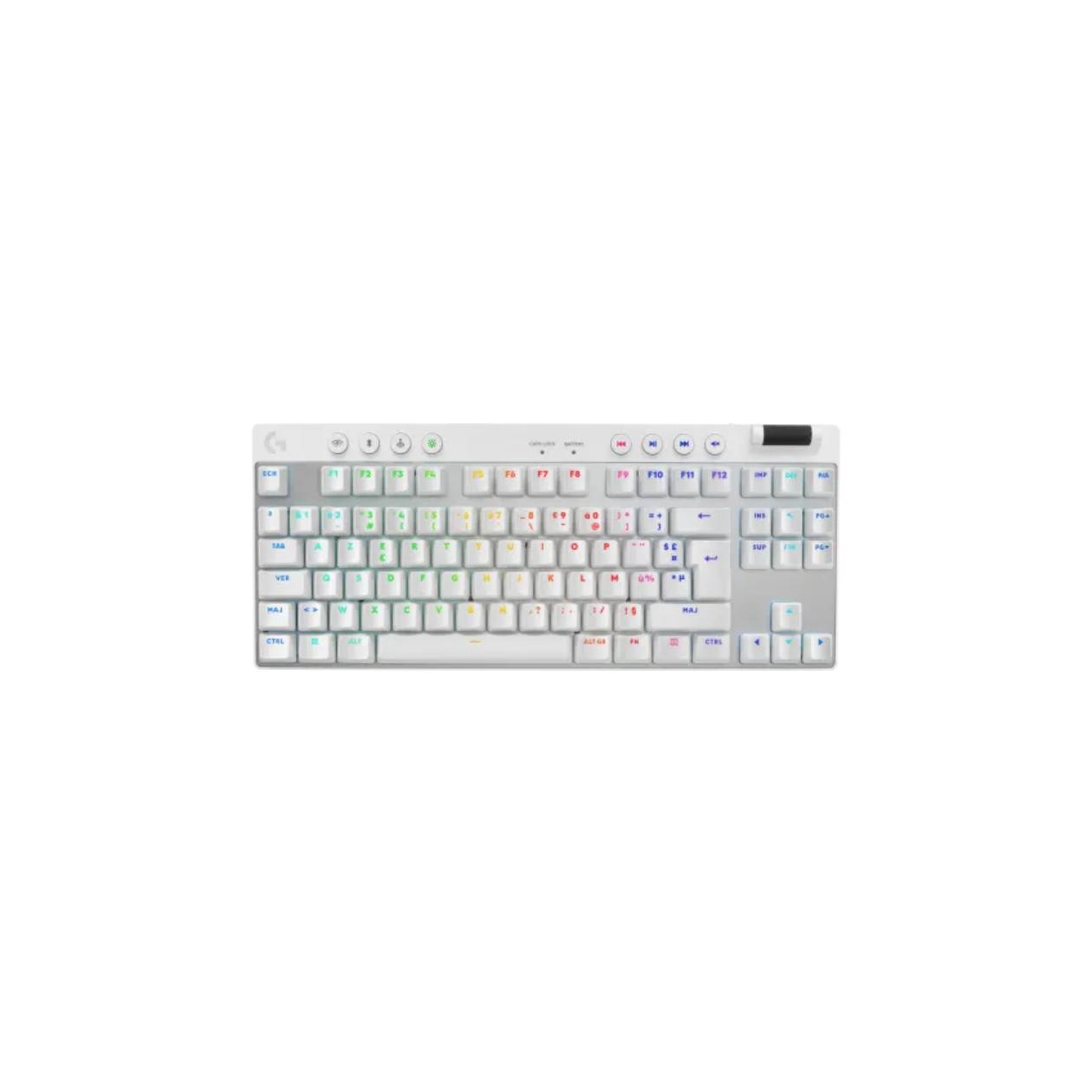 Logitech G PRO X TKL - Keyboard - backlit - wireless - 2.4 GHz, Bluetooth - AZERTY - French - key switch: Tactile - white