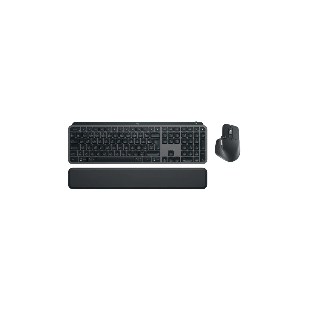 Logitech MX Keys S Combo - Keyboard and mouse set - backlit - wireless - Bluetooth LE - AZERTY - French - key switch: Scissor-Key - graphite - with Palm Rest