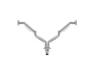 Kensington SmartFit One-Touch Dual Monitor Arm - Mounting kit - adjustable arm - for 2 monitors - metal - silver grey - screen size: 13\"-32\" - C-clamp, grommet, desk-mountable