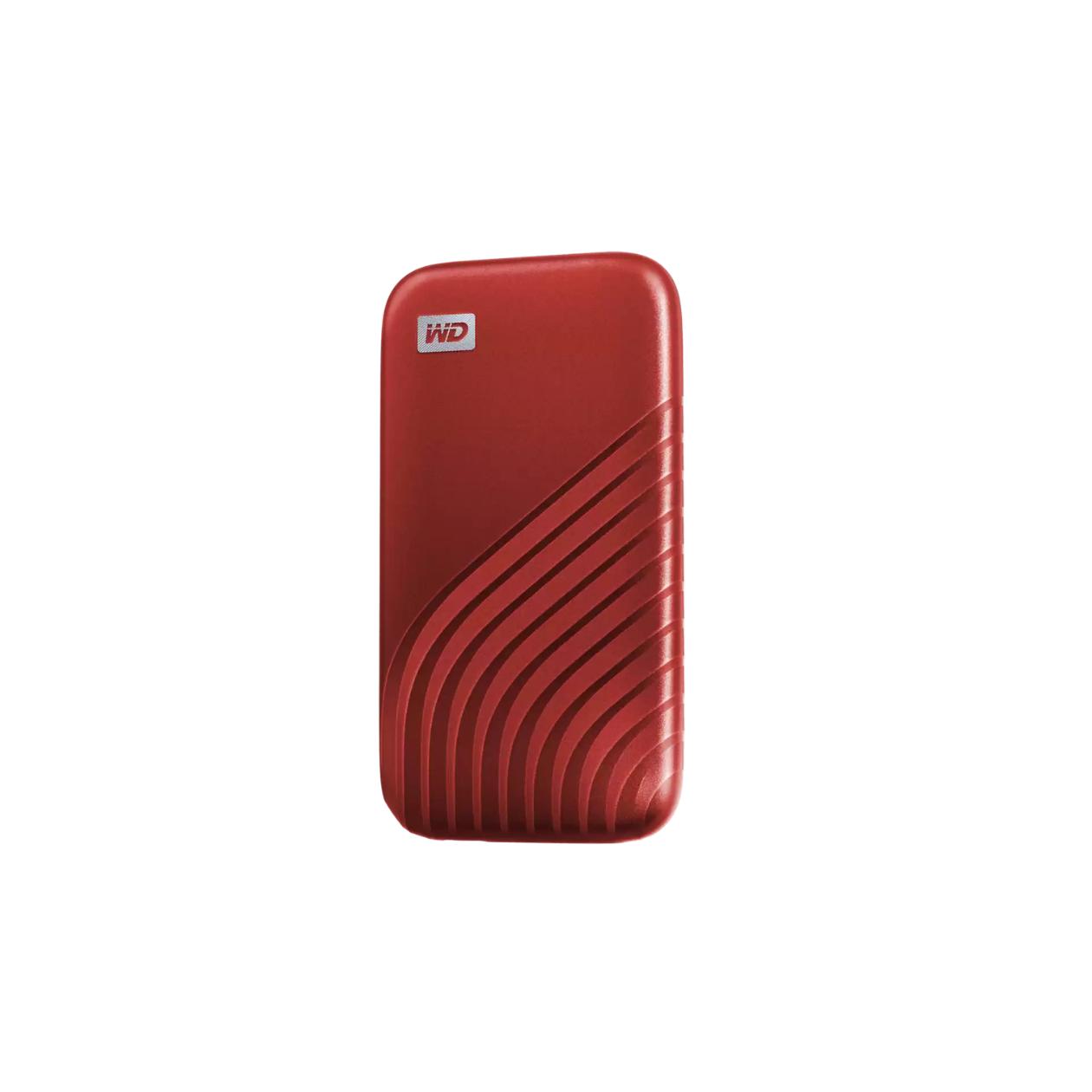 WD My Passport SSD WDBAGF0010BRD - SSD - encrypted - 1 TB - external (portable) - USB 3.2 Gen 2 (USB-C connector) - 256-bit AES - red