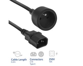 POWERCORD C14-TYPE E FEM 0.20M. 1 stk
