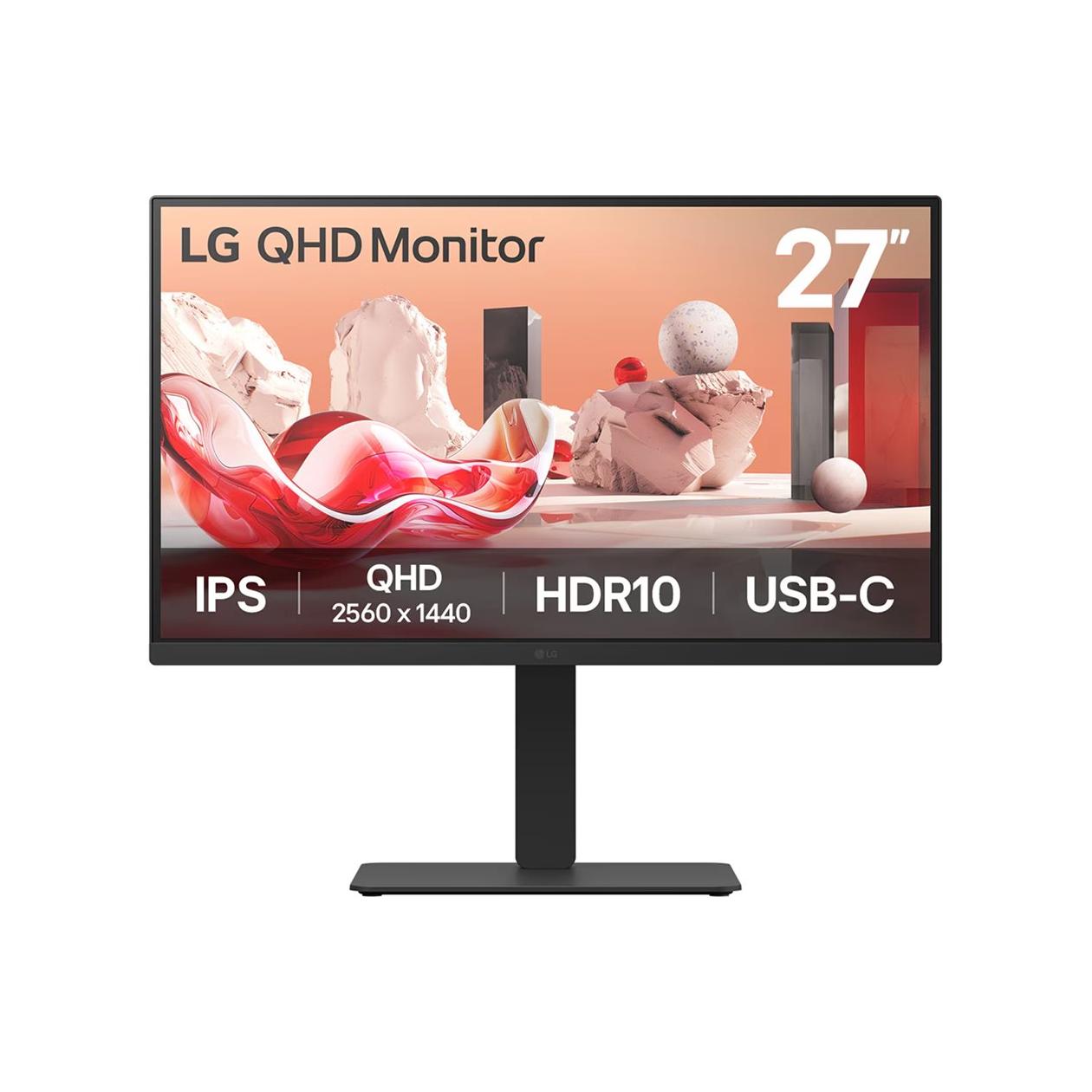 De LG 27BA75QB is een kantoormonitor die wordt gekenmerkt door smalle schermranden, een hoogwaardig 27\" IPS-paneel in 16:9-formaat en een QHD-resolutie (2560 x 1440 pixels). De voet van de 27BA75QB is volledig ergonomisch verstelbaar: Kantelen, draai