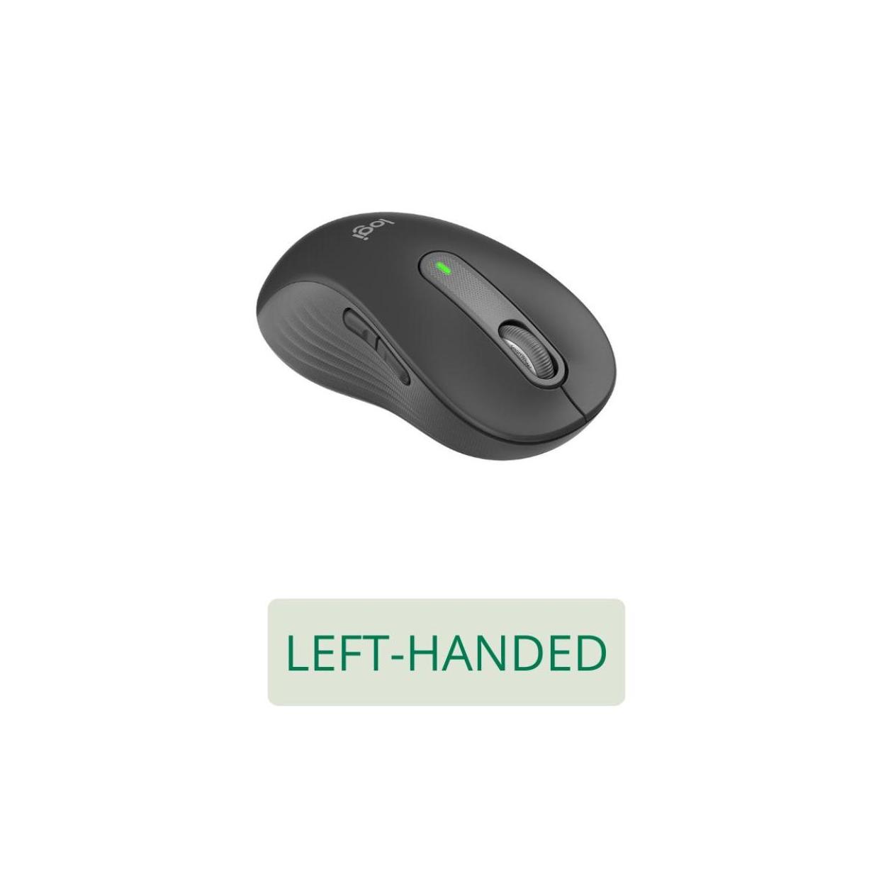 Logitech Signature M650 L LEFT - Mouse - large size - left-handed - optical - 5 buttons - wireless - 2.4 GHz, Bluetooth - Logitech Logi Bolt USB receiver - graphite